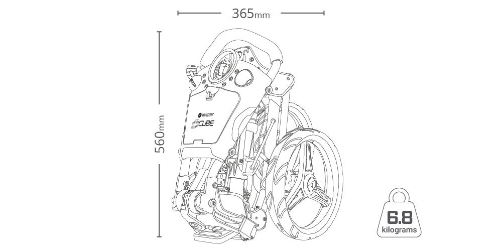 Motocaddy Cube folded size and dimensions