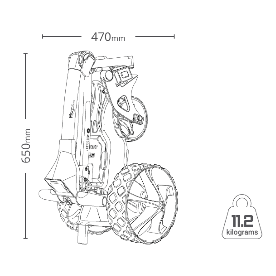 Motocaddy M5 GPS DHC weight and dimensions