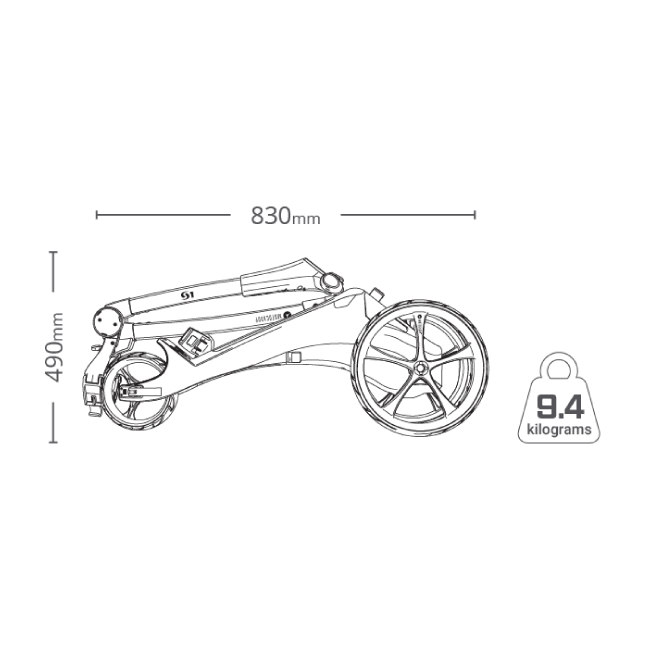 Motocaddy S1 electric golf trolley dimensions