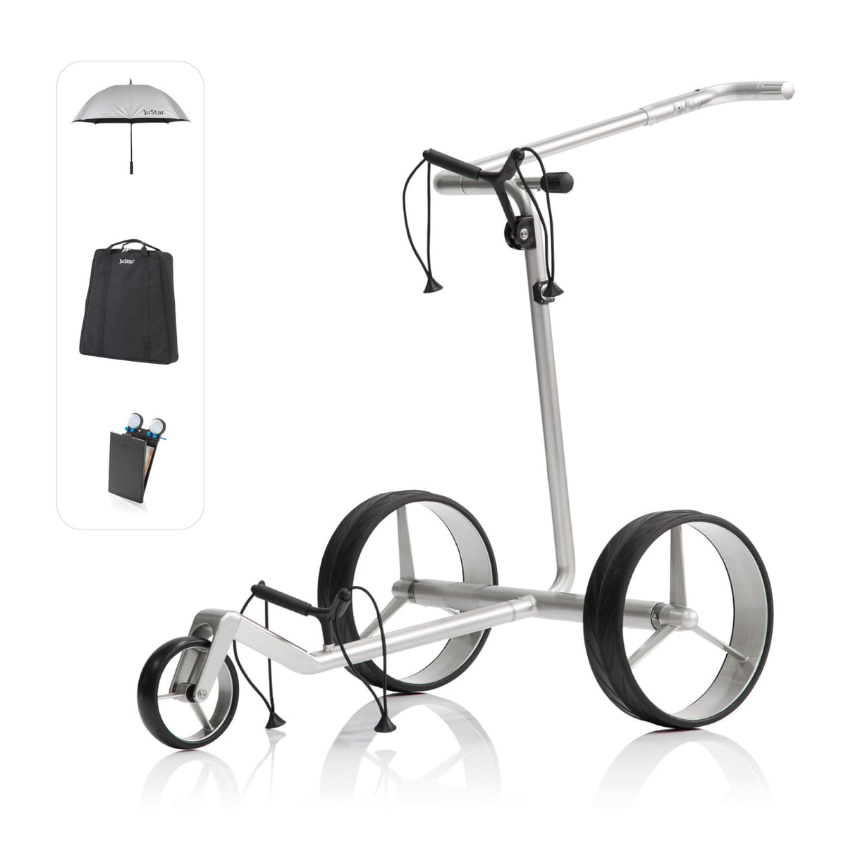JuStar Carbon Fibre Light Electric Golf Trolley Bundle UK