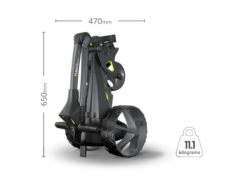 Motocaddy M3 GPS DHC Folded Dimensions