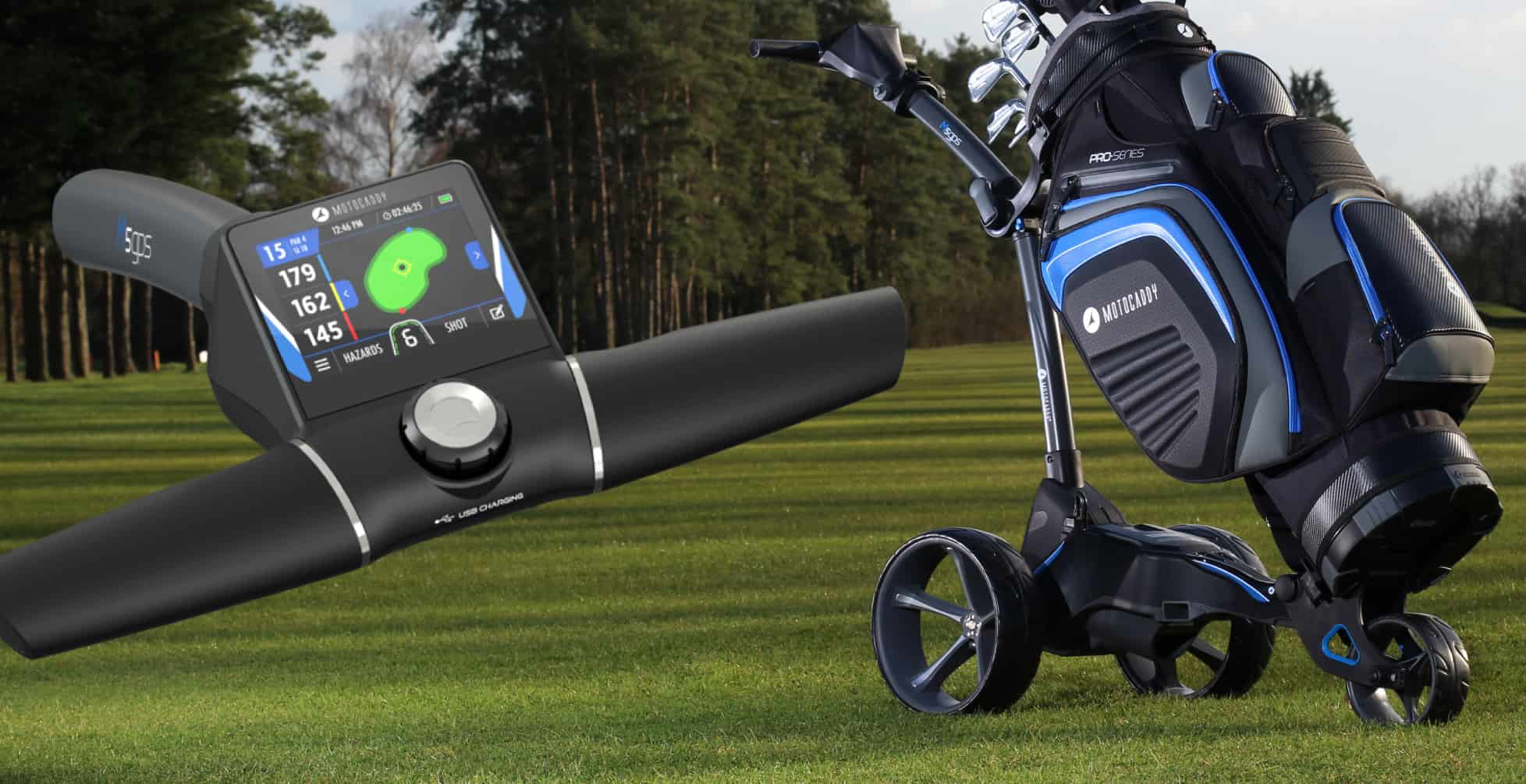 Electric golf trolley discount and bag deals